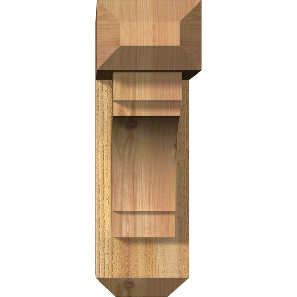 Merced Craftsman Rough Sawn Bracket W/ Offset Brace, Western Red Cedar, 6W X 18D X 18H